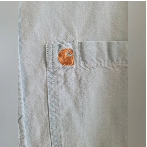 Carhartt men's button down blue long sleeves shirt size XL - Picture 2 of 8